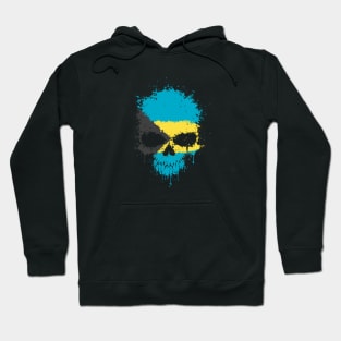 Chaotic Bahamas Flag Splatter Skull Hoodie